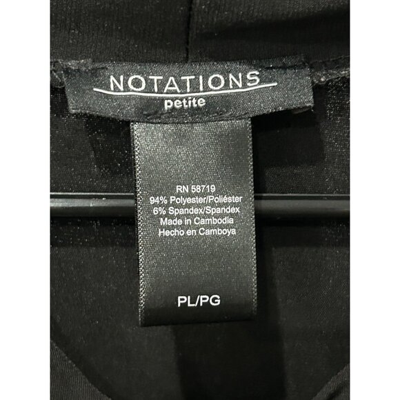 Notations Petite Flutter Sleeve Black Knot Front Blouse Sz LP - Picture 4 of 8